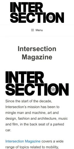 Preview of the Intersection Magazine website, a media outlet in United States for sponsored articles