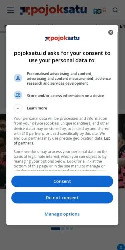 Anteprima del sito Pojoksatu, media di Indonesia per articoli sponsorizzati