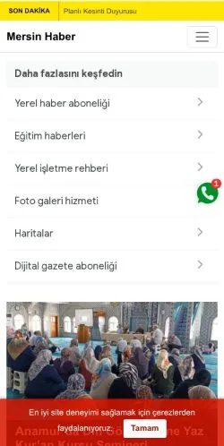 Anteprima del sito Mersin Haber, media di Turchia per articoli sponsorizzati