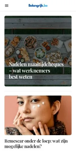 Anteprima del sito Belangrijk, media di Belgio per articoli sponsorizzati