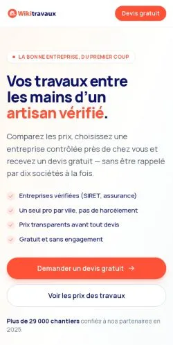 Anteprima del sito WikiTravaux, media di Francia per articoli sponsorizzati