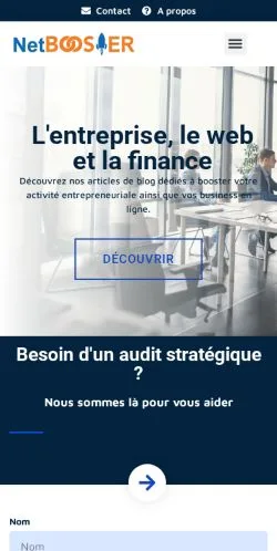 Vorschau der Website Netbooster, Medium aus Frankreich für gesponserte Artikel