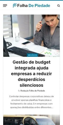 Anteprima del sito Folha de Piedade, media di Brasile per articoli sponsorizzati