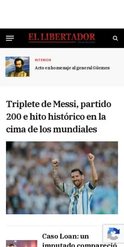 Anteprima del sito Diario El Libertador, media di Argentina per articoli sponsorizzati