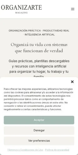 Anteprima del sito Organizarte Magazine, media di Spagna per articoli sponsorizzati