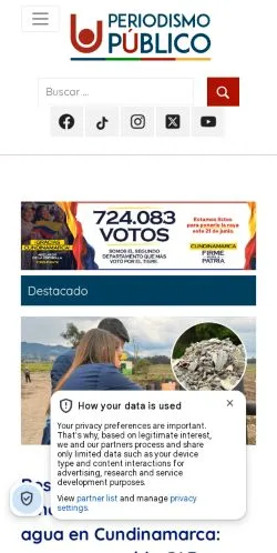 Anteprima del sito Periodismo Público, media di Spagna per articoli sponsorizzati