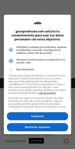 Anteprima del sito Gossip Vehículos, media di Spagna per articoli sponsorizzati