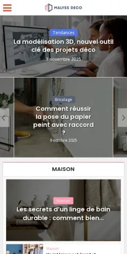 Anteprima del sito Malyss Deco, media di Francia per articoli sponsorizzati