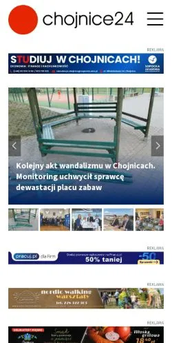 Podgląd witryny Chojnice24.pl, medium z kraju Polska do artykułów sponsorowanych