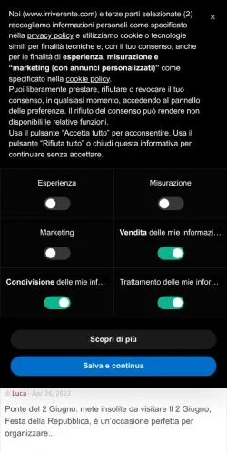 Preview of the Irriverente website, a media outlet in Italy for sponsored articles