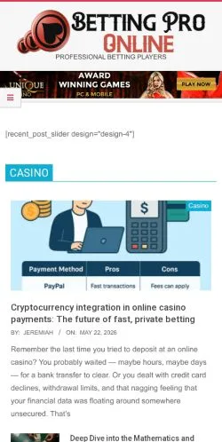 스폰서 기사용 미국 매체 Betting Pro Online 사이트 미리보기