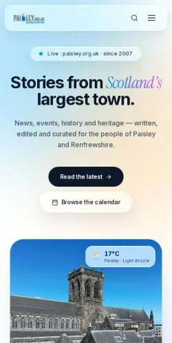 Podgląd witryny Paisley, medium z kraju Wielka Brytania do artykułów sponsorowanych