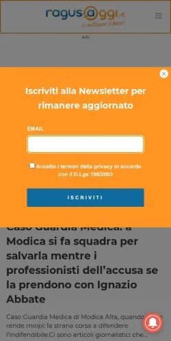 Podgląd witryny Ragusa Oggi, medium z kraju Włochy do artykułów sponsorowanych