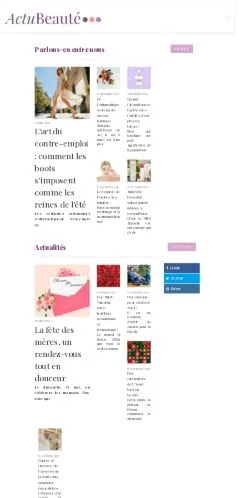 Anteprima del sito Actu Beaute, media di Francia per articoli sponsorizzati