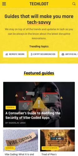 スポンサード記事向けのイギリスメディア、TechLootのサイトプレビュー
