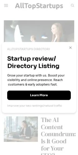 Sponsorlu makaleler için Amerika Birleşik Devletleri medyası AllTopStartups sitesinin önizlemesi