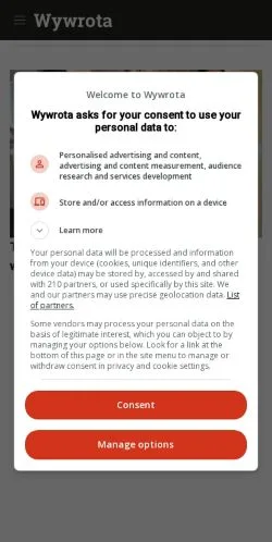 Anteprima del sito Wywrota, media di Polonia per articoli sponsorizzati