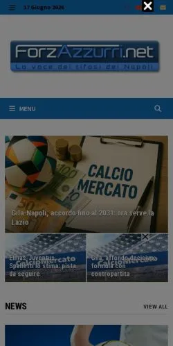 Anteprima del sito ForzAzzurri Napoli, media di Italia per articoli sponsorizzati
