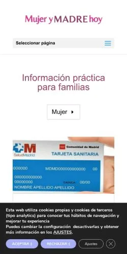 Anteprima del sito Mujer y Madre Hoy, media di Spagna per articoli sponsorizzati