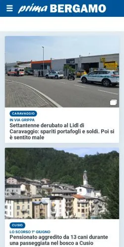 Anteprima del sito Prima Bergamo, media di Italia per articoli sponsorizzati
