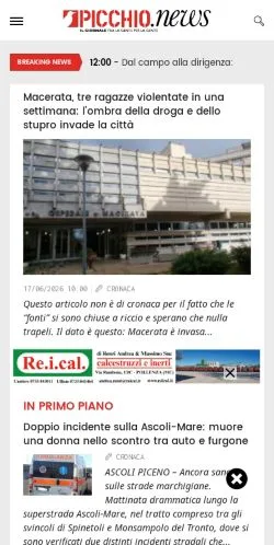 Podgląd witryny Picchio News, medium z kraju Włochy do artykułów sponsorowanych