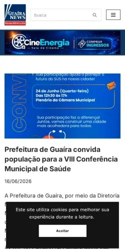 Anteprima del sito Guaíra News, media di Brasile per articoli sponsorizzati