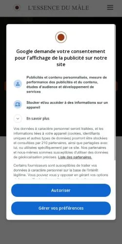 Anteprima del sito L'Essence Du Mâle, media di Francia per articoli sponsorizzati