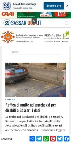 Anteprima del sito Sassari Oggi, media di Italia per articoli sponsorizzati