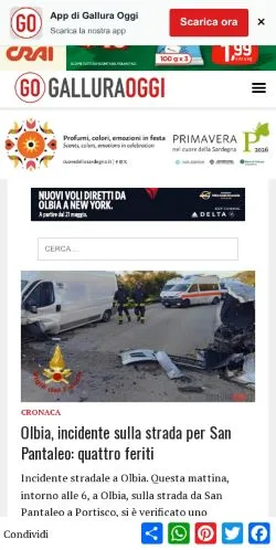 Anteprima del sito Gallura Oggi, media di Italia per articoli sponsorizzati