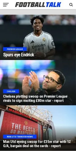 Anteprima del sito Football Talk, media di Regno Unito per articoli sponsorizzati