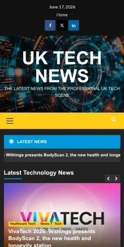 Anteprima del sito UK Tech News, media di Regno Unito per articoli sponsorizzati