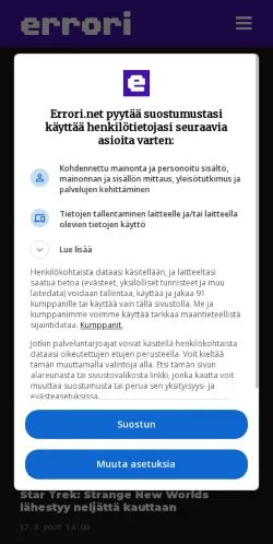 Forhåndsvisning af Errori, medie fra Finland til sponsorerede artikler