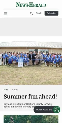 スポンサード記事向けのアメリカ合衆国メディア、Roanoke-Chowan News-Heraldのサイトプレビュー