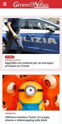 Podgląd witryny Corriere Di Novara, medium z kraju Włochy do artykułów sponsorowanych
