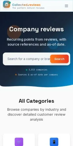 Anteprima del sito Collected Reviews, media di Stati Uniti per articoli sponsorizzati