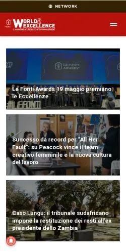 Preview of the World Excellence website, a media outlet in Italy for sponsored articles