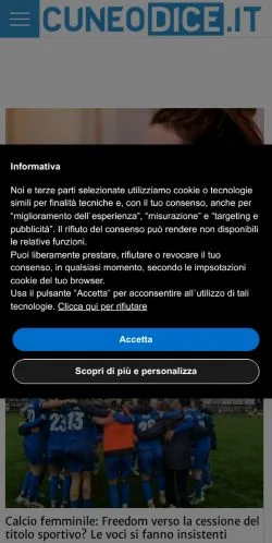 Voorbeeld van de site Cuneodice, medium uit Italië voor gesponsorde artikelen