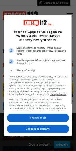 Anteprima del sito Krosno112, media di Polonia per articoli sponsorizzati