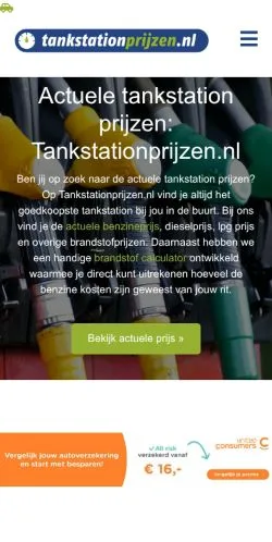 Anteprima del sito Tankstationprijzen, media di Paesi Bassi per articoli sponsorizzati