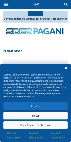 Aperçu du site Agro Nocerino 24, média de Italie pour articles sponsorisés