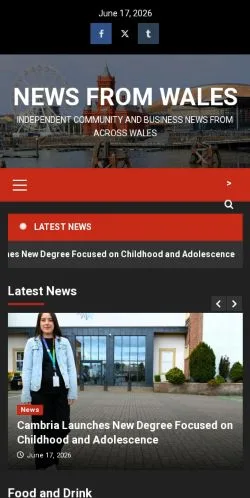 Anteprima del sito News From Wales, media di Regno Unito per articoli sponsorizzati