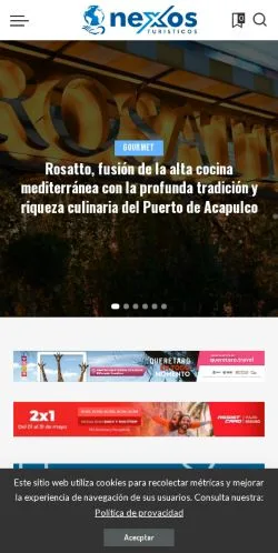 Podgląd witryny Nexos Turísticos, medium z kraju Meksyk do artykułów sponsorowanych