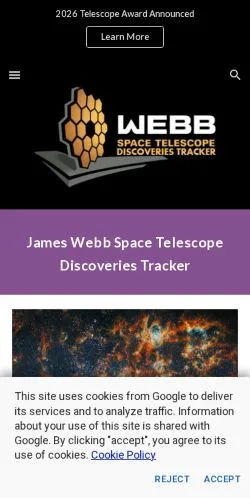 Preview of the James Webb Discoveries website, a media outlet in United States for sponsored articles