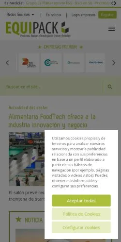 Vista previa del sitio Equipack, medio de España para artículos patrocinados