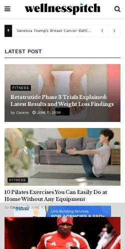 Anteprima del sito Wellness Pitch, media di Stati Uniti per articoli sponsorizzati