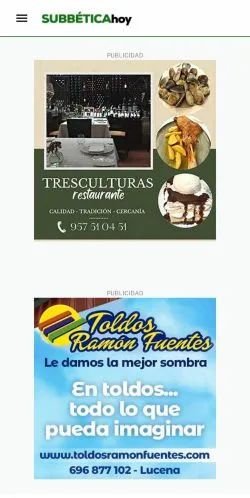 Anteprima del sito Subbética Hoy, media di Spagna per articoli sponsorizzati
