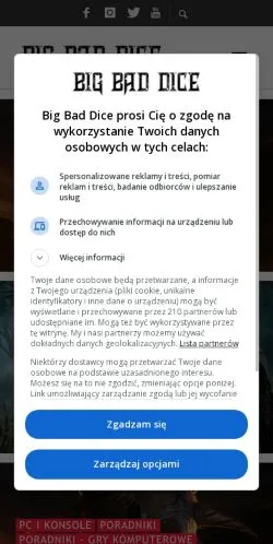 Vista previa del sitio Big Bad Dice, medio de Polonia para artículos patrocinados