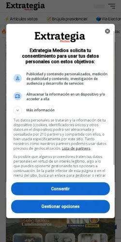 Voorbeeld van de site Extrategia Medios, medium uit Spanje voor gesponsorde artikelen