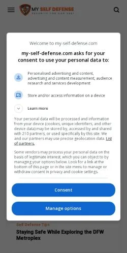 Anteprima del sito My Self Defence, media di Regno Unito per articoli sponsorizzati