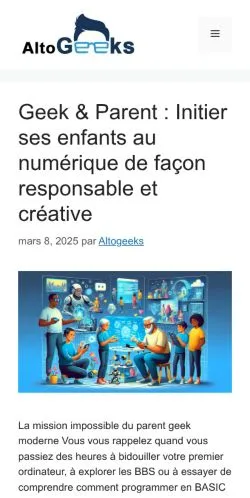 Aperçu du site Altogeeks, média de France pour articles sponsorisés